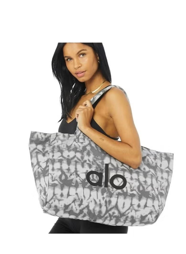 ألو حقيبة ألو يوجا قماشية بحزام كتف واحد للرجال والنساء – حقيبة تسوق كبيرة السعة ورياضة/لياقة – رمادي - Image 5